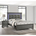 Modern Style 3Pc Bed 2X Nightstand Set Bracket Legs Diamond Button Handles Gray Finish Bedroom Furniture