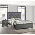 Modern Style 3Pc Bed 2X Nightstand Set Diamond Button Handles Gray Finish Bedroom Furniture