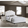 Modern Style 3Pc Bed 2X Nightstand Set Squared Legs Silver Handles White Finish Bedroom Furniture