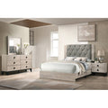 Modern Style 4Pc Bed Nightstand Dresser Mirror Set Diamond Tufting Headboard Knobs Handles Cream Finish Bedroom Furniture