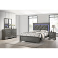 Modern Style 4Pc Bed Set Diamond Button Handles Tufted Headboard Gray Finish Bedroom Furniture