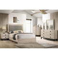Modern Style Bed Nightstand Dresser Mirror And Chest Set Tapered Legs Faux Marble Top Cream Finish Bedroom Furniture
