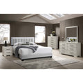 Modern Style Bed Set Channel Tufted Silver Handles Squared Legs Light Gray Finish Bedroom Furniture