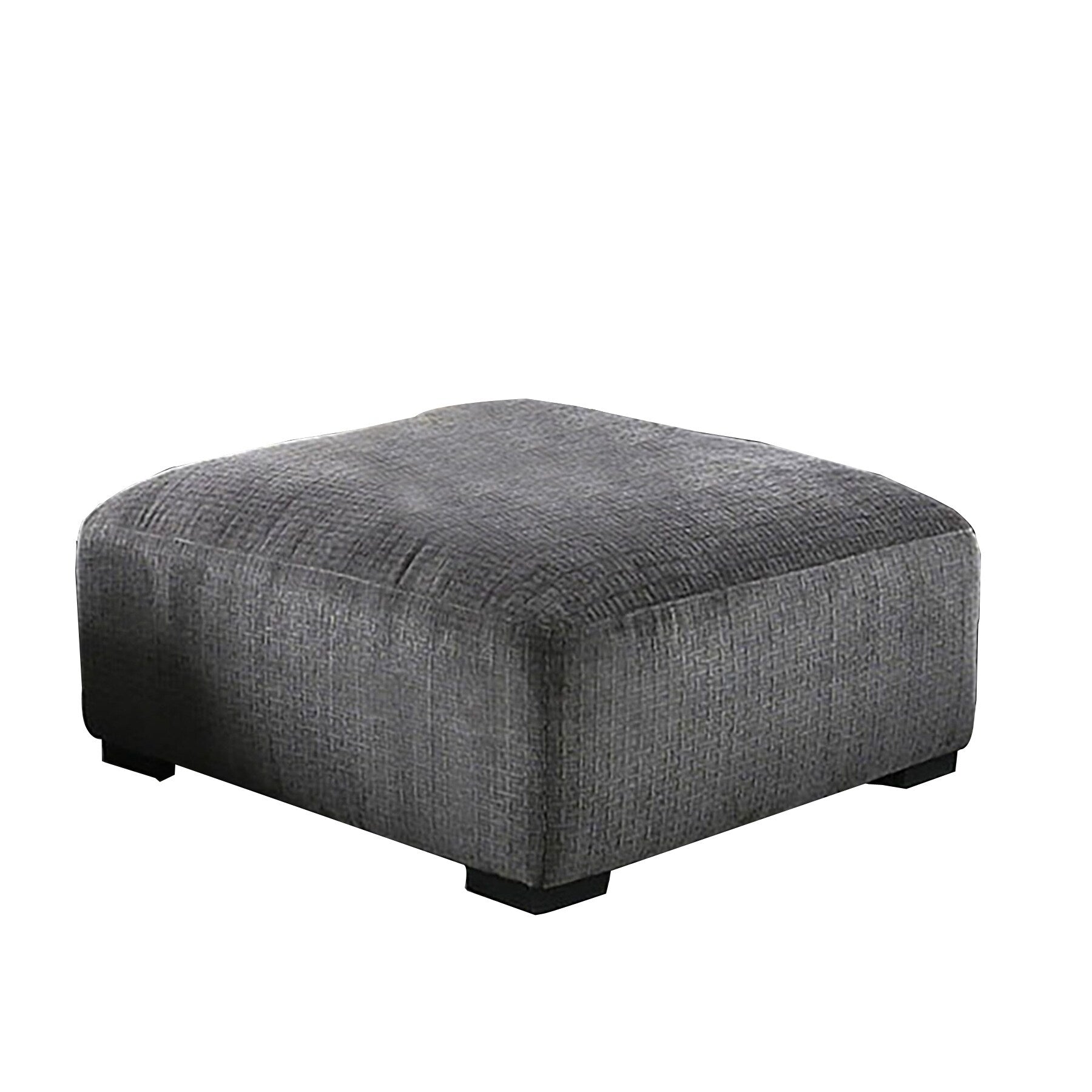 Modern Style Padded Ottoman With Fabric Upholstery Gray
