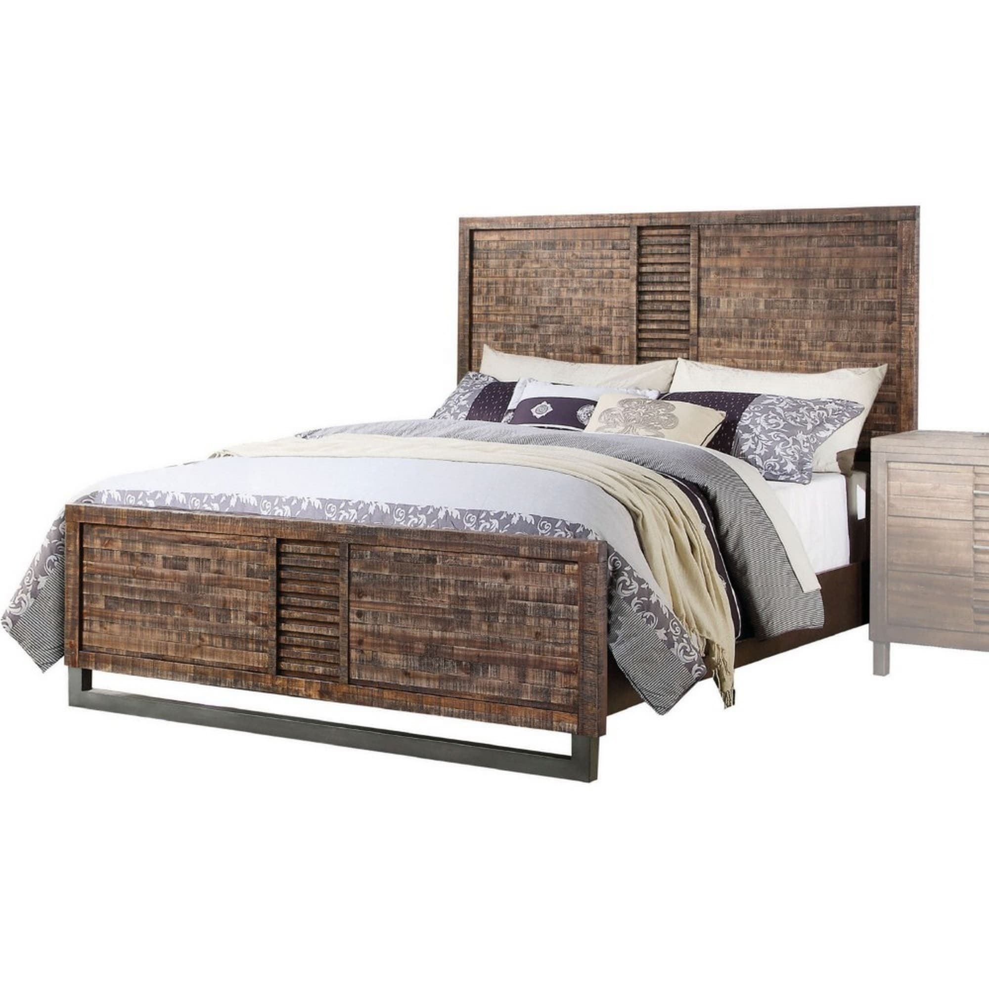 Modern Style Wooden Queen Bed Brown