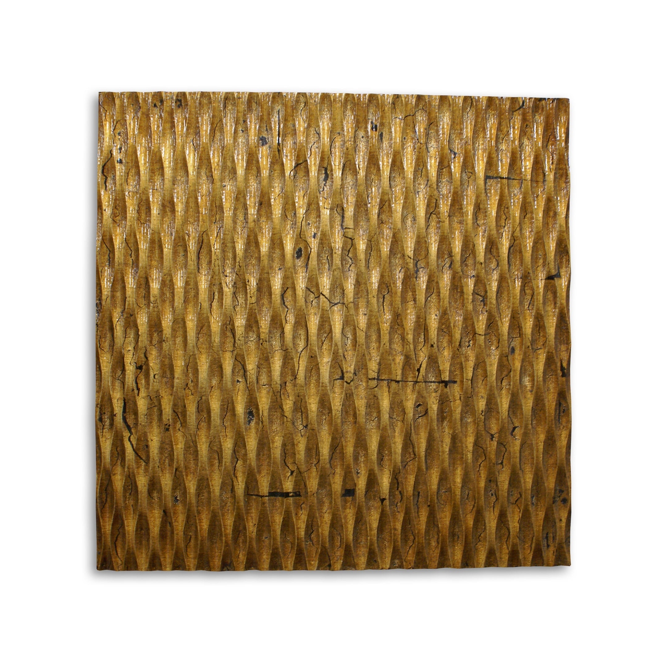 Modern Style Wooden Wall Decor With Patterned Carving Small Gold