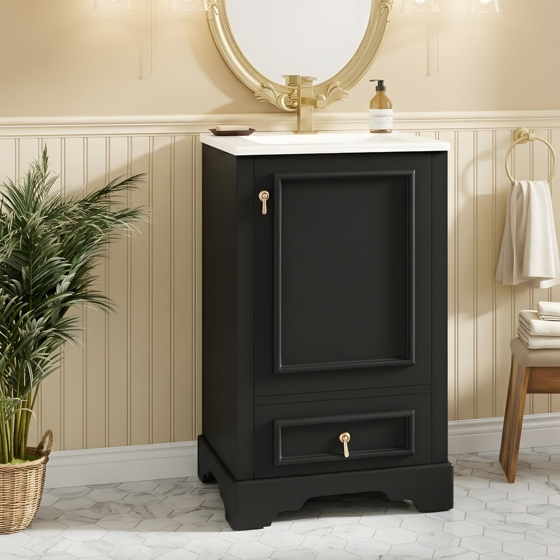 Modern Style Compact Vanity With Smart Storage