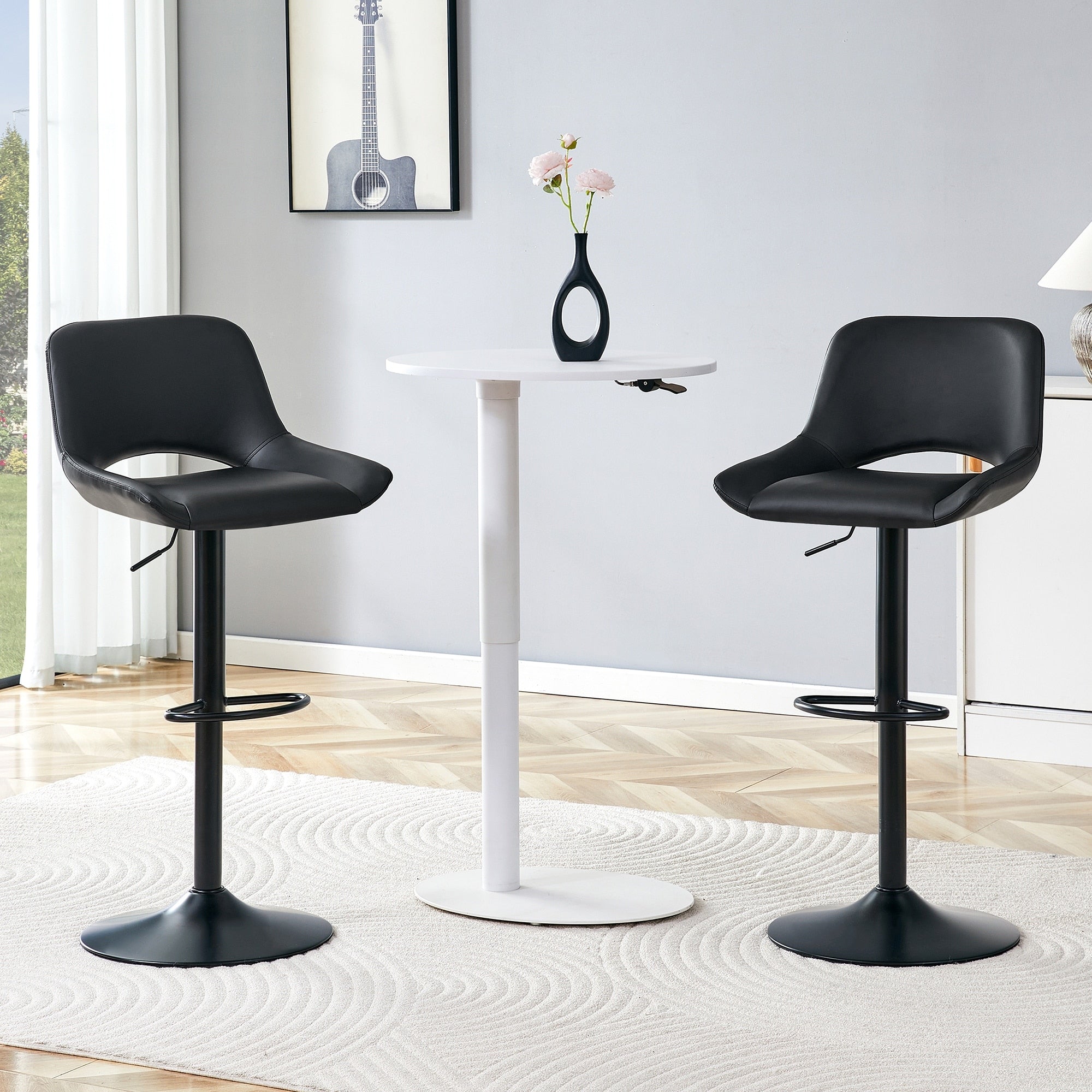 Modern Swivel Adjustable Bar Stools Set 2 Pack With Footrest Holds Up To 250 Lbs Suitable For Home Bars And Kitchen Islands