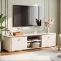 Modern Tv Stand For Tvs Up To 65 Inches Entertainment Center With 2 Drawers And Cable Management For Living Room White And Gold