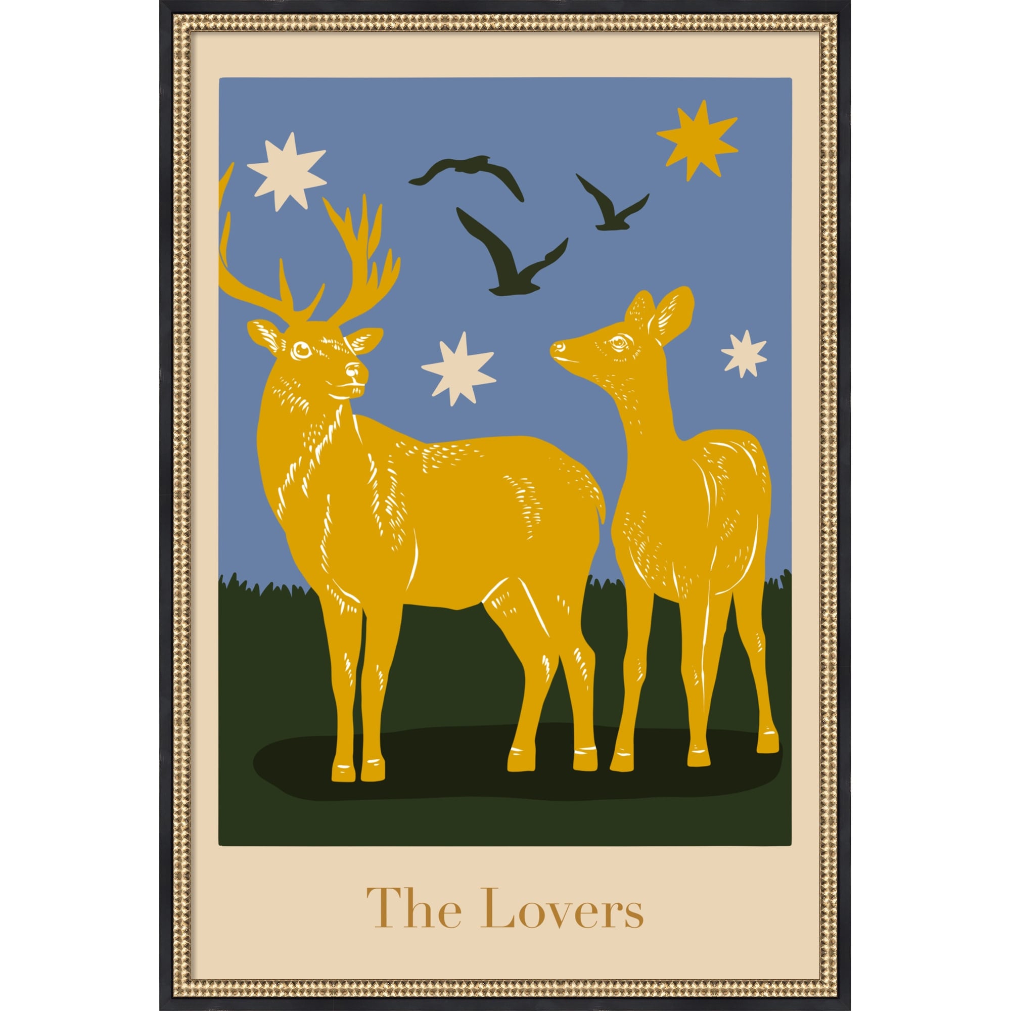 Modern Tarot Lovers Poster By Alina Shulhouskaya Framed Mounted Canvas Wall Art Print