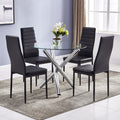 5Pcs Modern Home Furniture Dining Set With Round Glass Table And 4 Chairs