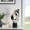 Modern Terrazzo Marble Sculpture With Base Black White