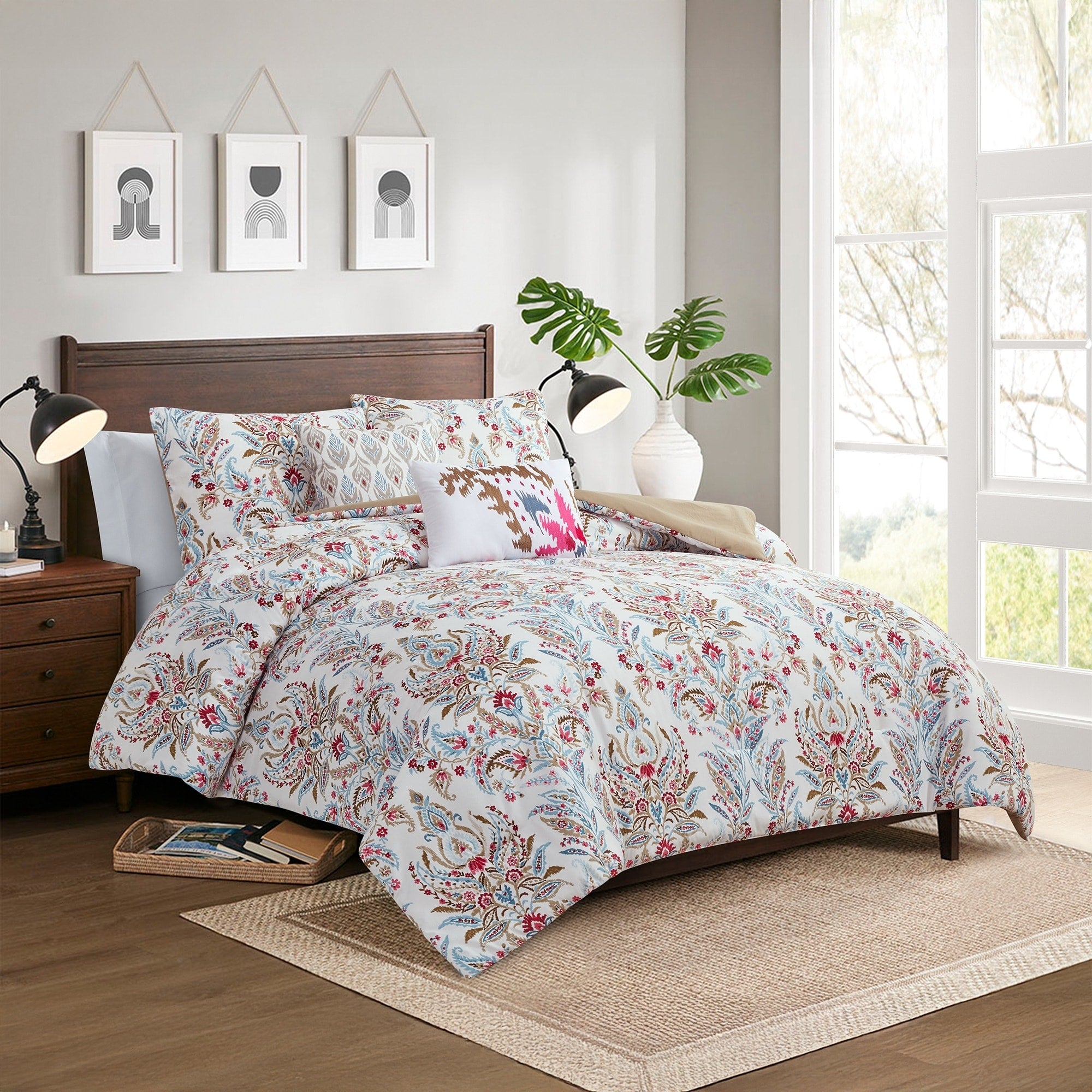 Modern Threads 5 Piece Printed Comforter Set Marcel Soft Stylish Comforter With 2 Pillow Shams And 2 Decorative Pillows