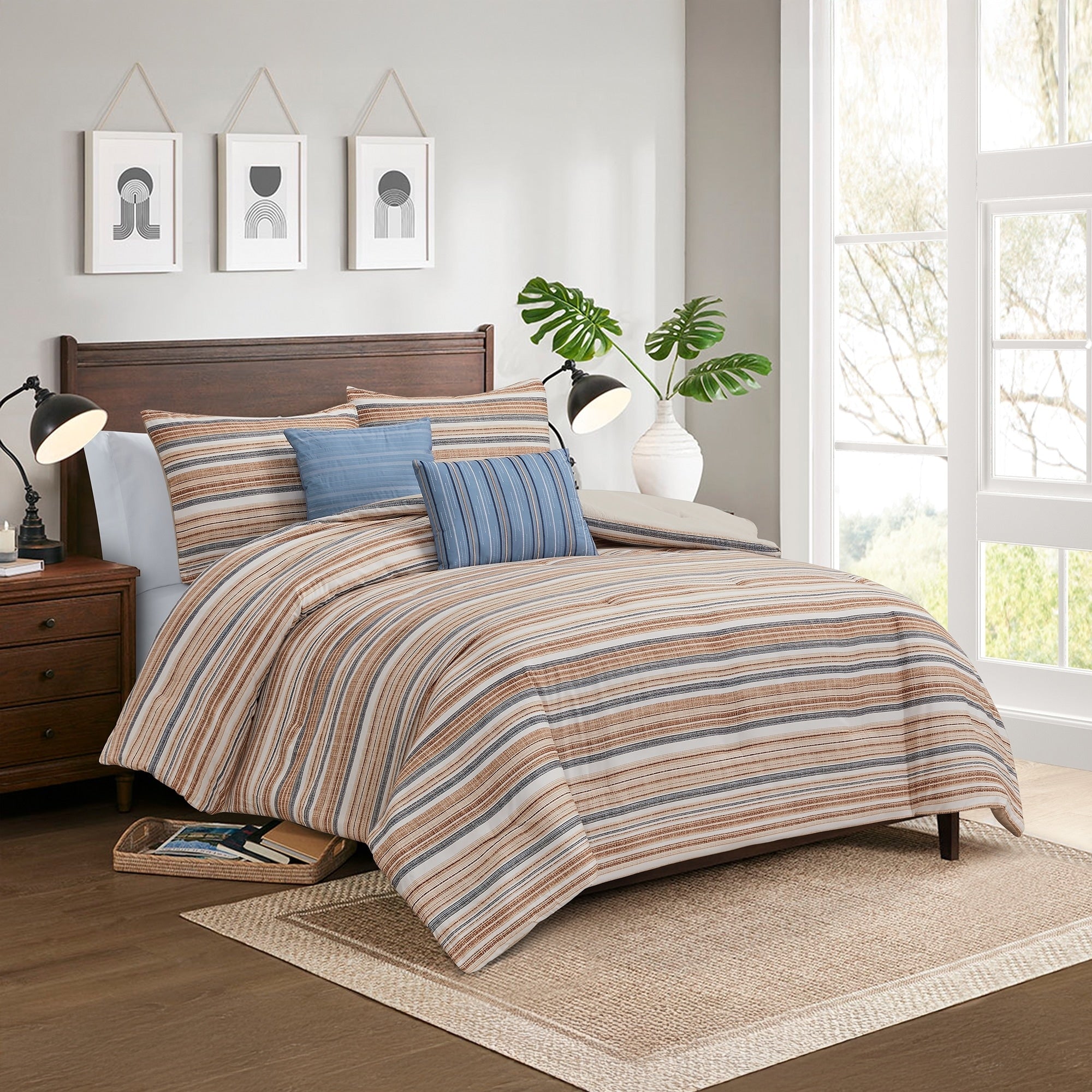 Modern Threads 5 Piece Printed Comforter Set Monty Soft Stylish Comforter With 2 Pillow Shams And 2 Decorative Pillows