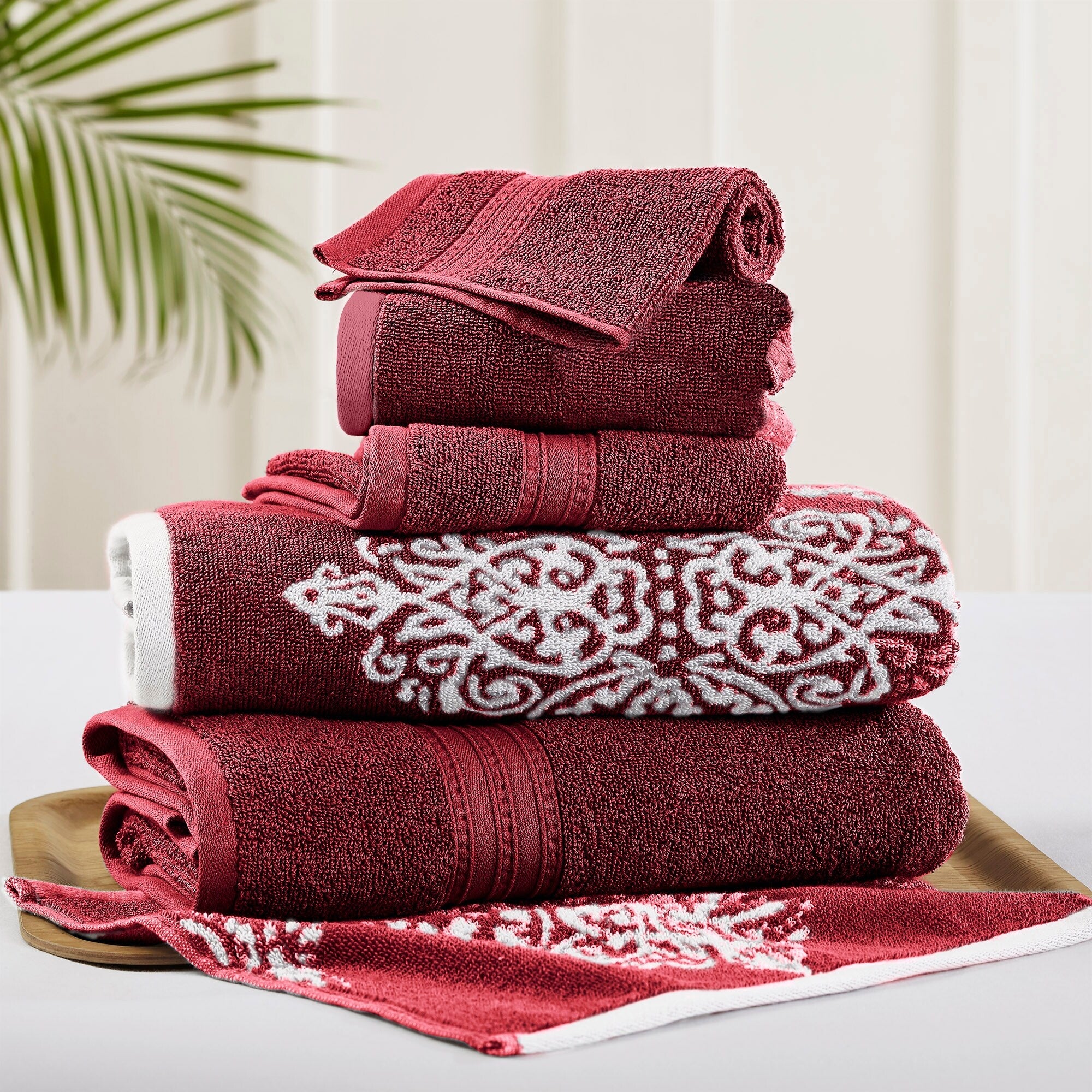 Amrapur Overseas Artesia Damask 6 Piece Yarn Dyed Jacquard Towel Set