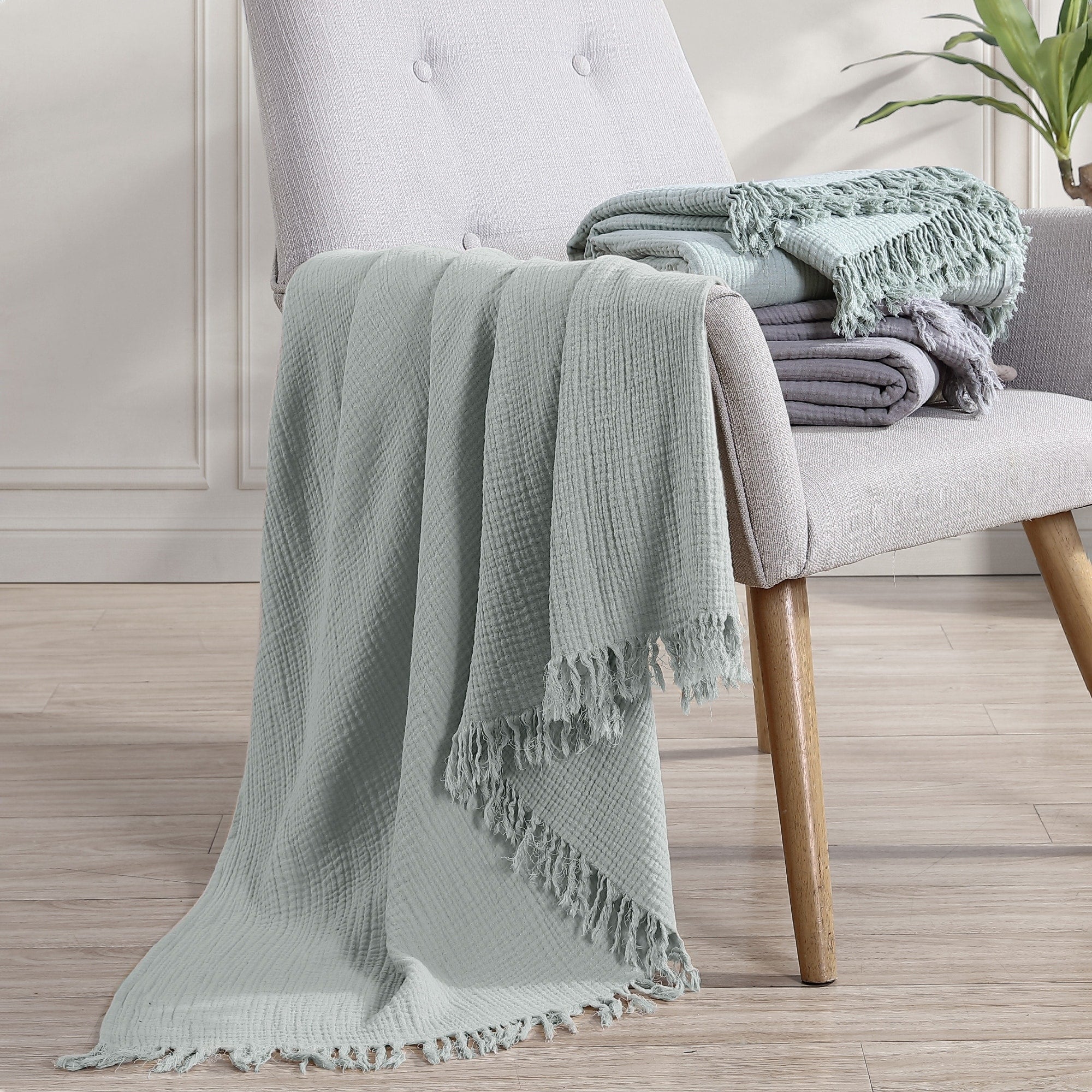 Modern Threads Reversible 100 Percent Cotton Throw 50 X60