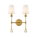 Modern Two 2 Light Wall Sconce With Shade In Antique Gold N A