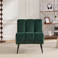 Modern Upholstered Armless Chair With Metal Legs Green Velvet Accent Chair Side Chair Reading Chair Reception Chair