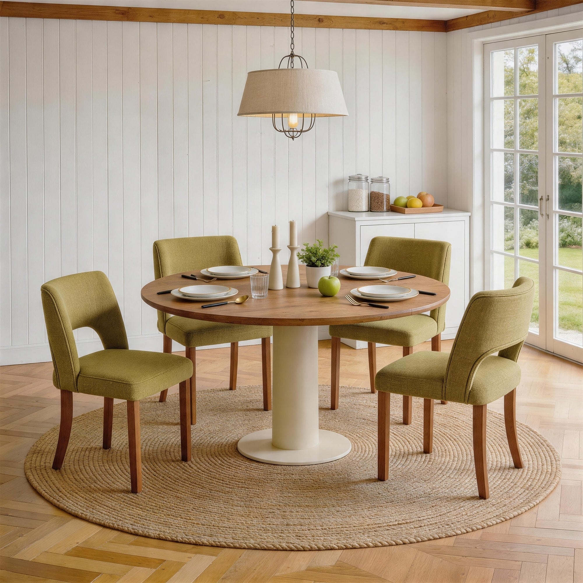 Modern Upholstered Chenille Dining Chairs Set Of 4 8 With Wood Legs