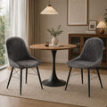 Modern Upholstered Dining Chairs Set Of 2 Channel Tufted Fabric Side Chairs With Metal Splayed Tapered Legs