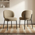 Modern Upholstered Dining Chairs Soft Fabric Accent Chairs With Metal Legs Set Of 2