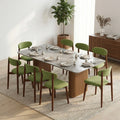 Modern Upholstered Dining Chairs With Curved Back And Solid Wood Legs