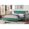 Modern Upholstered Square Stitched Platform Bed With Wooden Slats