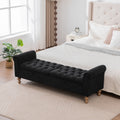 Modern Upholstered Storage Bench With Double Lids And Rubberwood Legs