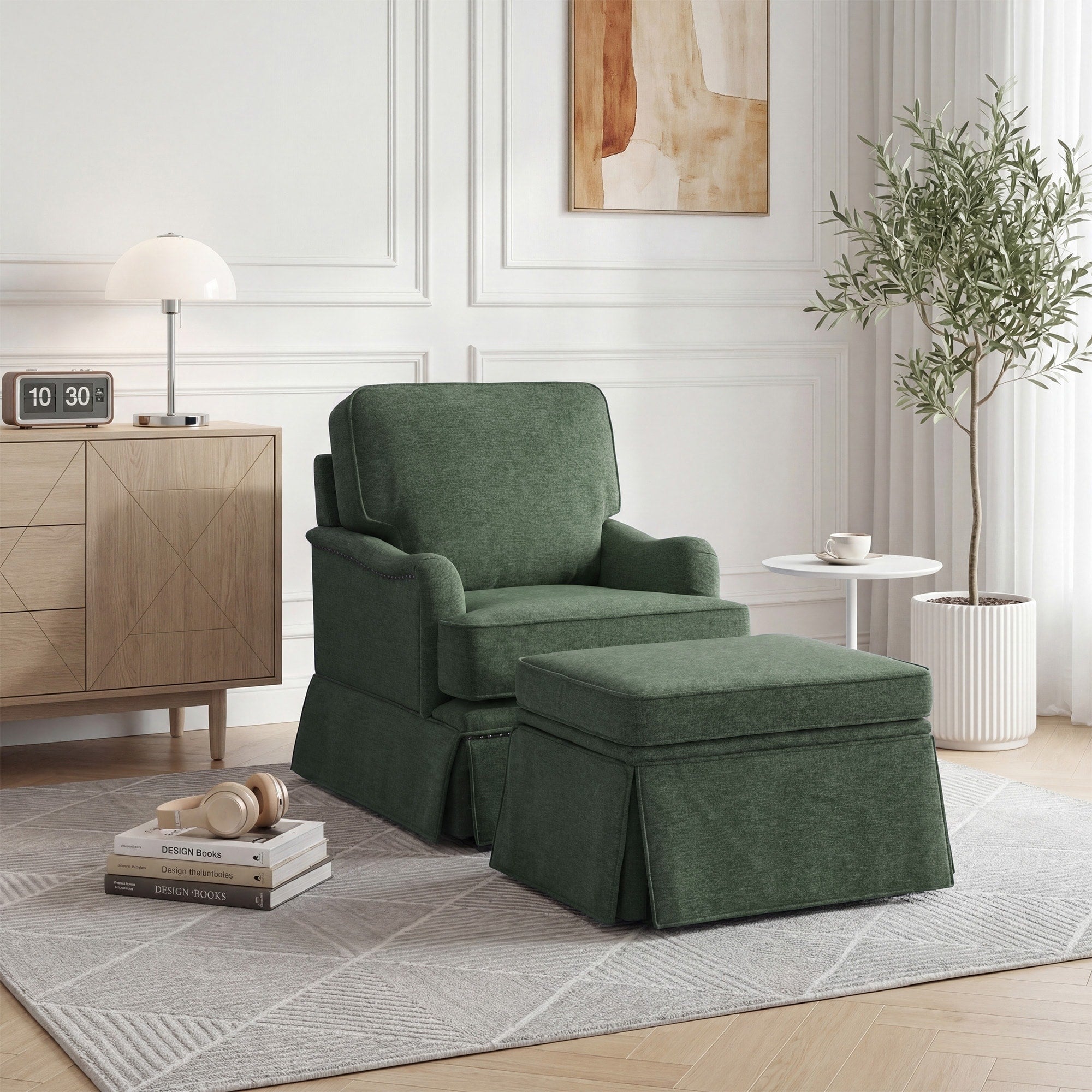 Modern Upholstered Swivel Accent Chair Storage Ottoman.