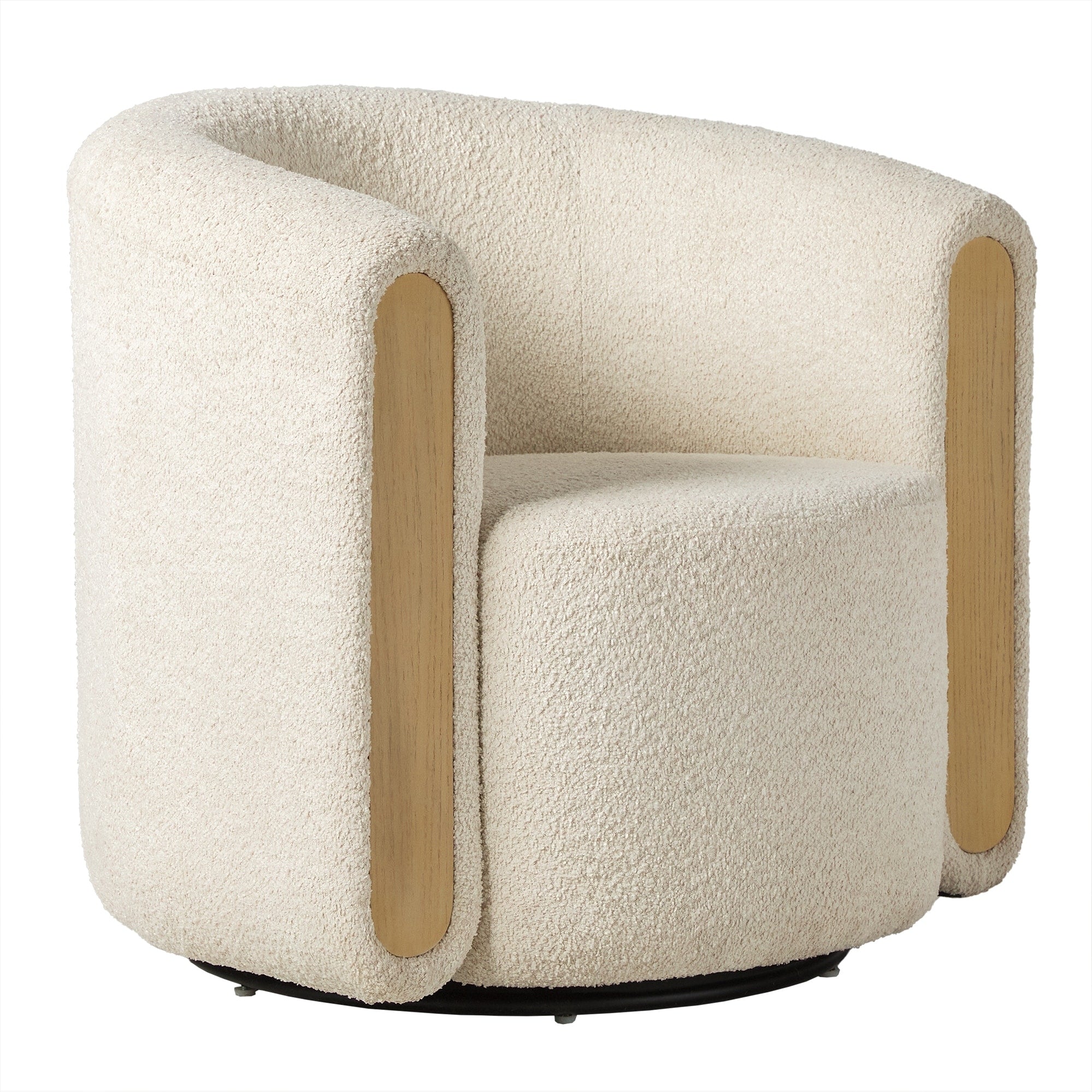 Modern Upholstered Swivel Barrel Accent Chair Caf Noir