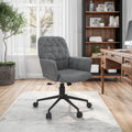 Modern Upholstered Tufted Office Chair With Arms Grey