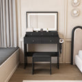 Modern Vanity Desk With Large Mirror Power Outlet Hair Dryer Holder Adjustable Lighting 5 Drawers