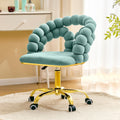 Modern Velvet Adjustable Swivel Desk Chair With Bubble Back Upholstered Vanity Chair With Gold Metal Base Set Of 1
