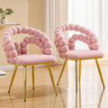 Modern Velvet Dining Chair With Bubble Back Accent Chair With Gold Metal Legs Upholstered Vanity Chair Set Of 2