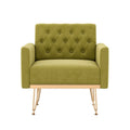 Modern Velvet Tufted Reading Armchair With Gold Metal Leg For Living Room Bedroom
