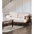 Modern Walnut Finish 1Pc Loveseat Reversible Loose Pillow Back