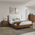 Modern Walnut Finish Platform Bed Nightstand Chest 3Pc Bedroom Set