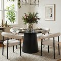 Modern White Boucl Arm Dining Chair Set Set Of 2 4 6 With Black Steel Legs