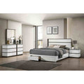 Modern White High Gloss Finish Solid Wood Storage Bedroom Set