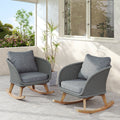 Modern Wicker Rocking Chair Set Of 2 Side Chair Accent Chair Reading Chair Beige Natural Padded Chair Arm Chair