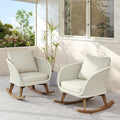 Modern Wicker Rocking Chair Set Of 2 Side Chair Accent Chair Reading Chair Beige Natural Padded Chair Arm Chair