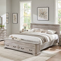 Modern Wood Bed Frame With Headboard Storage Bench Platform Bed