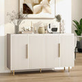 Modern Wood Buffet Cabinet With Storage Adjustable Shelves Fluted Sideboard Accent Credenza