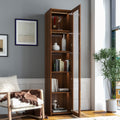 Modern Wood Display Cabinet With Acrylic Doors And Led Lights Walnut By Gdfstudio