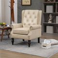 Modern Wood Frame Accent Armchair Supportive Pu Leather Lounge Chair For Living Room Bedroom