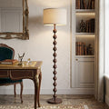 Modern Wood Grain Metal Floor Lamp With Linen Shade