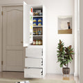 Modern Wood Kitchen Pantry Storage Cabinet With Shelves And Drawers White By Gdfstudio