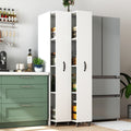 Modern Wood Rolling Bookcase With Slide Out Hidden Storage And Wheels White By Gdfstudio