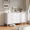 Modern Wooden 6 Drawer Storage Dresser With Metal Handles And Solid Wood Legs By Gdfstudio