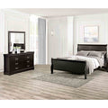 Modern Wooden Bedroom Set 3Pc Black Finish Bracket Feet
